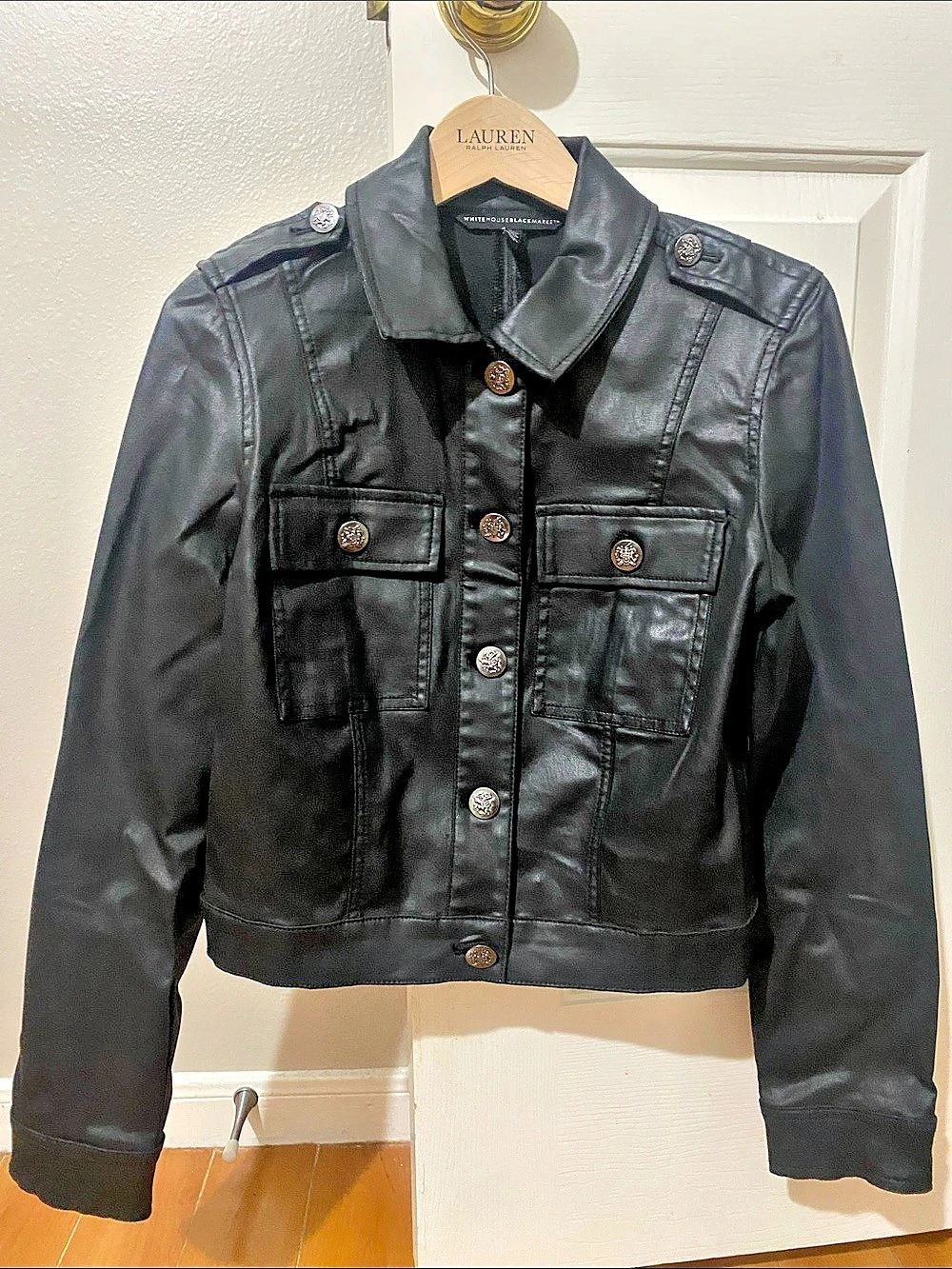 White House Black Market Black Utility Jacket Size 2 Like New